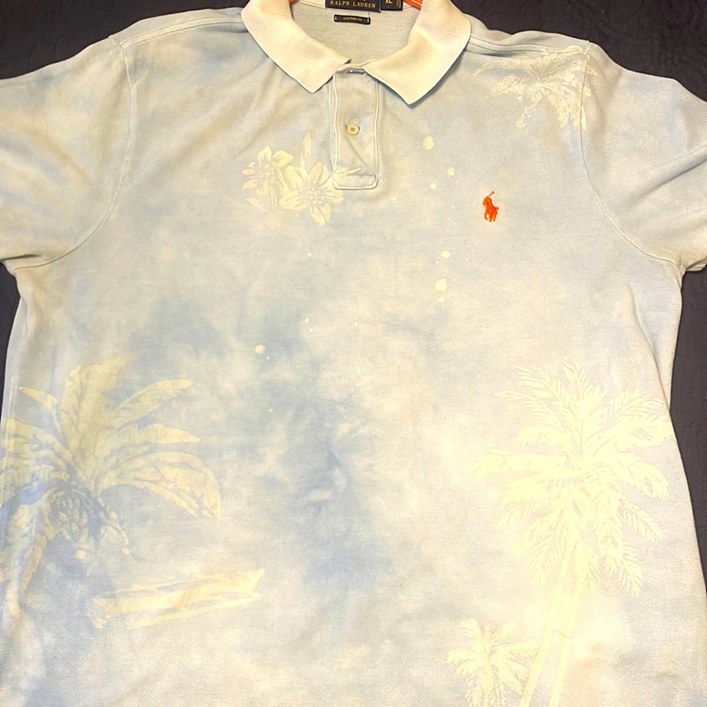 Baby blue and white custom fit polo Ralph Lauren polo